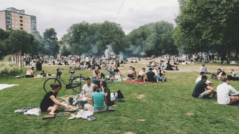 Urlaub in der eigenen Stadt Picknick im Park