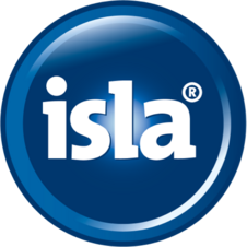 isla-Logo auf blauem runden Hintergrund