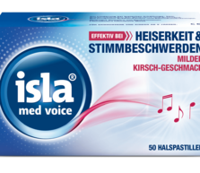 isla<sup>®</sup> med voice bei Stimmbeschwerden Produktgrafik von isla<sup>®</sup> med voice.
